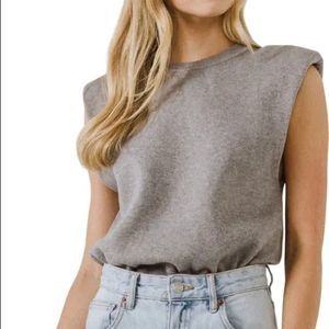 Ess the label Padded Shoulder Sleeveless Tank Top heather grey size 8 top